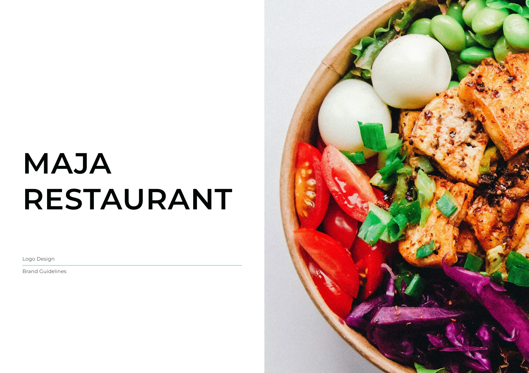 Maja Restaurant quick-serve identity across a sharp red, green, amber, and black palette
